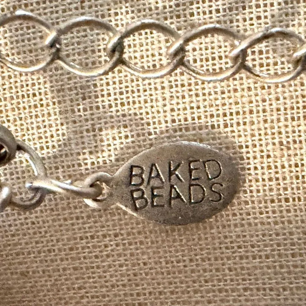 Baked Beads Faceted Pink  Pendant Necklace